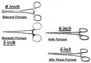 Forgesy Combo (Mosquito Forcep + Babcock Forcep + kelly Forcep + Allis Tissue Forcep) Utility Forceps