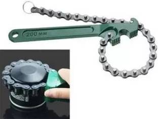 RetailPick 9 inch Oil Chain Wrench Oil Fuel Filters Alloy Chain Spanner Hand Tool Oil Filter Chain Wrench Auto Tool Engine Double Sided Specialty Single Sided Speciality