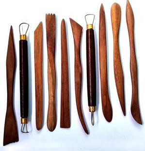 ANVIS 10pcs Wooden Clay Modeling Tools for Sculpting, Crafting, Modelling and Pottery Art Clay