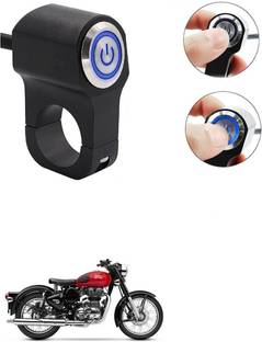 Qiisx CNC On/Off Motorcycle Handlebar Fitting With Light For Royal Enfield Classic 350 Handle Bar Grip For Royal Enfield Universal For Bike