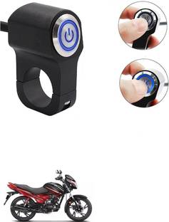 Qiisx CNC On/Off Motorcycle Handlebar Fitting With Light For Hero Glamour Handle Bar Grip For Hero Universal For Bike