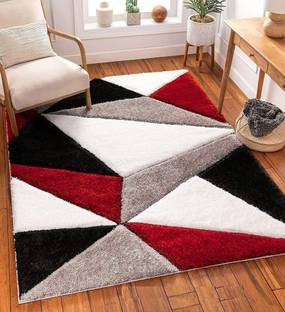 Shag Weaving Red Polyester Carpet
