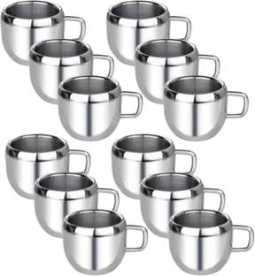 VISAXMI Pack of 12 Stainless Steel Tea Cup, Cup Set, Unbreakable Tea & Coffee Cup Pack of 12