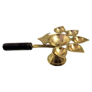 Divine Bazaar Brass Panch Deepak Aarti, panch aarti brass, diya for aarti Brass Table Diya