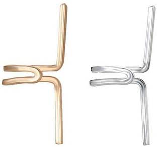 Sorellaz Womens Golden & Silver Earbone Clips: Pack of 2 Metal Stud Earring