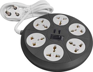 ELOVE Multi Plug Socket Extension Board-with 6 Outlets 2 USB Port Extension Power cord 10 A Three Pin Socket