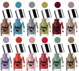 Fashion Bar New HD Shine Pastel Color Nail Polish Combo Set Brown, Rich Blue, Gray, Corn Green, Plum, Nude, Amethyst, Comic, Lilac, Ruby Red, Tennis Green, Bronze