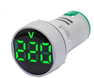 Gadariya King 1 PCS Voltmeter GREEN Round – 20:500VAC – 3 Digit – 22mm Voltmeter