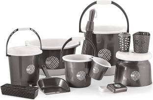 3D METRO SUPER STORE 12 PCS Plastic Bath Set Bathroom Bucket Set for Home, Kitchen & Bathroom 22 L Plastic Bucket