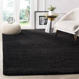 Shag Weaving Black Polyester Runner