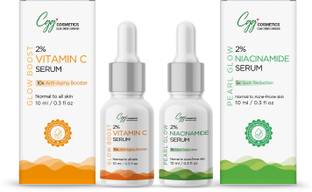 CGG Cosmetics Am/Pm Anti-Aging Booster Combo - 2% Vitamin C & 2% Niacinamide Face Serum