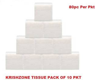 KRISHZONE Soft Tissue Premium Quality White Napkin pack of 10pkt