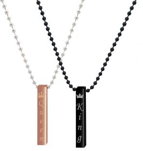 themidastouch Pendant Black & Rose Golden color King Queen Pendant(Set of 2pcs) Sterling Silver Stainless Steel