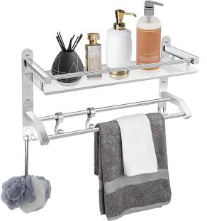 Plantex Stainless Steel Multipurpose Storage Organizer/Shelf for Bathroom & Kitchen Wall Stainless Steel Wall Shelf
