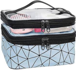 ON GATE Double Layer Cosmetic Bag Organizer Makeup Pouch Cosmetic Case Travel Cosmetic Bag Vanity Box