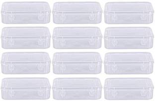 NAVMAV Set of 12 Medium Size Rectangular Empty Mini Clear Plastic Storage Box