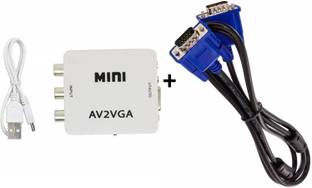 TERABYTE AV RCA to VGA Video with Audio to PC HDTV Converter+1.5METER 15Pin M-M VGA Cable Media Streaming Device