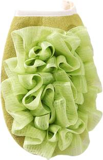 SYGA 2-in-1 Skin-Friendly Bath Towel Flower Scrub Gloves Body Shower Scrub(Green)