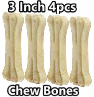 CatSy Rawhide Dog Chew Bones (3 Inch Pack of 4 Bones) Chicken, Mutton Dog Chew