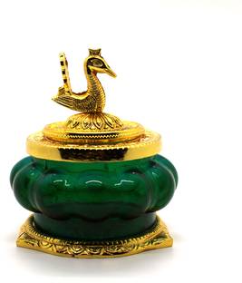 JDS PUJA ARTICLES Akshaya kubera Lakshmi Pot/with toughened Glass Decorative Showpiece  -  10.3 cm