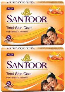 Santoor Sandal And Turmeric Soap, 100g x Pack of 2