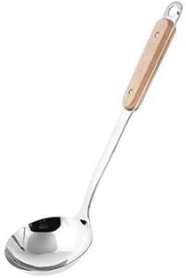 HENIJ 1 Pcs Stainless Steel Slotted Turner Spatula with Wooden Handle for Kitchen Stainless Steel Serving Spoon