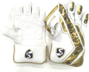 SG Savage Mens (17+)White /Gold Cricket Wicket Keeping Gloves