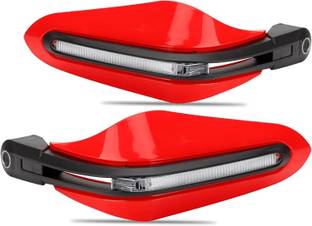 OBEROI'S TRADERS Bike Brake, Clutch Lever Guard / Wind Deflector With DRL LED Light Red Handlebar Hand Guard
