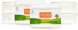 Tulips Cotton Ear Buds {Pack of 6} with White Paper Sticks 200 Sticks in a Box