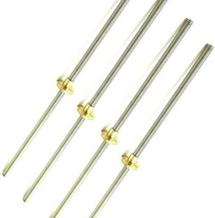 INVENTO 4Pcs 500mm SS304Rod M5(5mmOD+nut)0.8mm Pitch T Nut Brassround Flange Single Nut Automotive Electronic Hobby Kit