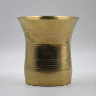 Adalic Bronze Kansa Glass for Puja Mandir for Serving God Pooja (2.5Wx3.9H INCHES) Glass Water/Juice Glass
