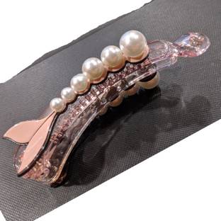 ASG Stylish Fancy Fish Style Elegant Ponytail Holder Pearl Banana Clip Banana Clip
