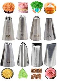 kyamison Rose Flower Piping Nozzles Stainless Steel 8PC 1M+2F+234+2A+6B+113+895+127 Stainless Steel Quick Flower Icing Nozzle
