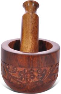 DigiRake Wooden Ammikallu For Kitchen | Mortar and Pestle Set | Rolu Rokali | Smasher Wood Masher