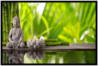 Lord Buddha Religious Multicolor Wall Decor Poster (PVC Vinyl 18x12) 3D Poster