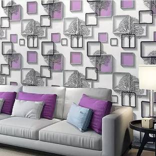 Uratech 1000 cm Purple 3D Cube Print Self Adhesive Sticker