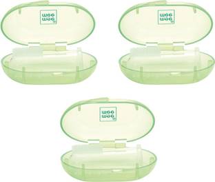 MeeMee Unique Finger Brush (Pack of 3, Green) Soft Toothbrush