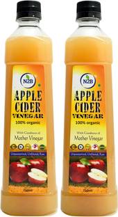 N2B APPLE CIDER VINEGAR ORGANIC UNPASTEURIZED UNFILTERED & RAW WITH STRAND OF MOTHER NOT FROM CONCENTRATE 750ml PACK OF 2 Vinegar