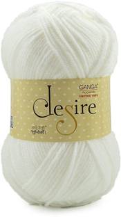 GANGA Desire Hand Knitting and Crochet yarn (White) (200gms)