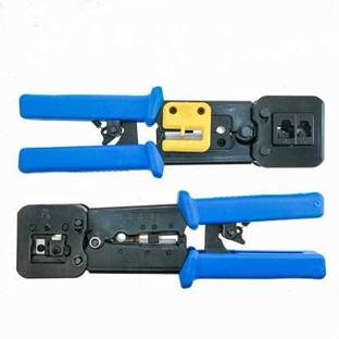 ELECTRO WOLF Passthrough RJ45 Crimping Tool Crimp & Cut at Same Time, Network Cable Cutting Stripping Crimper Tool (Pack 1) Manual Crimper