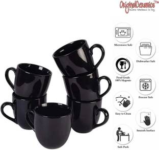 OriginalCeramics Pack of 6 Ceramic Black Shining Cups (Pack Of 6)