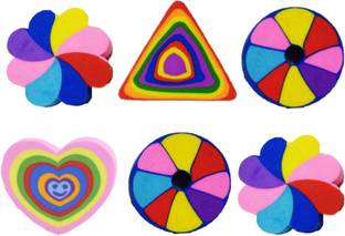 Kartual Birthday Return Gift Item For Kids | Multishape Rainbow Eraser For School Kids Non-Toxic Eraser