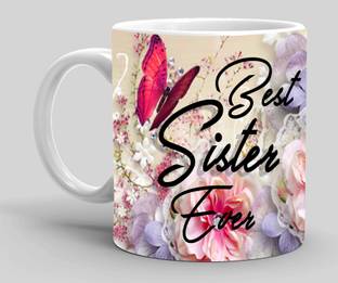 Kgvr1 "Best Sister Ever Butterfly"Best Gift for Sister|RakhiGift|Birthday|Printed Ceramic Coffee Mug