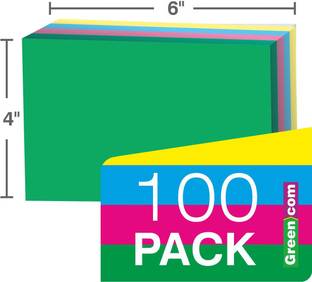 greencom PK OF 500 Index Flash Cards, Blank Index Cards 4" x 6",220 GSM 4 Assorted Color unruled 4" x 6" size is perfect for color-coding projects, detailed study, creating flash cards, making lists, 220 gsm Multipurpose Paper