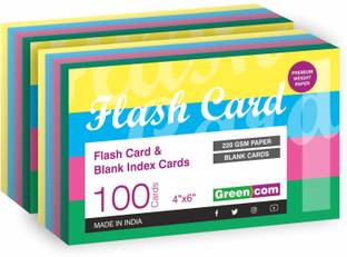 greencom PK OF 200 Index Flash Cards, Blank Index Cards 4" x 6",220 GSM 4 Assorted Color unruled 4" x 6" size is perfect for color-coding projects, detailed study, creating flash cards, making lists, 220 gsm A4 paper