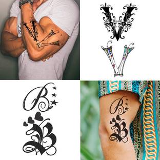 Ordershock VB Name Letter Tattoo Waterproof Boys and Girls Temporary Body Tattoo Pack of 2.
