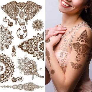 Ordershock Elephant Mehndi Design Tattoo Stickers For Male And Female Tattoo Body Art