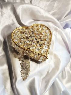 amishi blissful decor Cast iron Crystal Heart Shape Multipurpose Jewellery Box Gift Item Keep your Jewellery Safe, Gift Option, Used for Wedding Ceremony Vanity Box