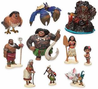 RVM Toys Moana Set of 10 6-12cm Toy Action Figure Show Piece Cake Topper Toys for Kids
