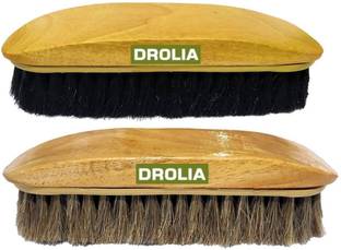 DROLIA Premium Shoe Brush for Leather Shoes - Black & Brown Cleaning Polish Kit Brush